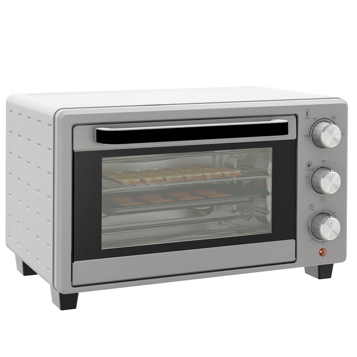 HOMCOM Horno Sobremesa de 21L 1400W Mini Horno Eléctrico Temporizador hasta 60min y Temperatura Regulable hasta 230℃ Plateado