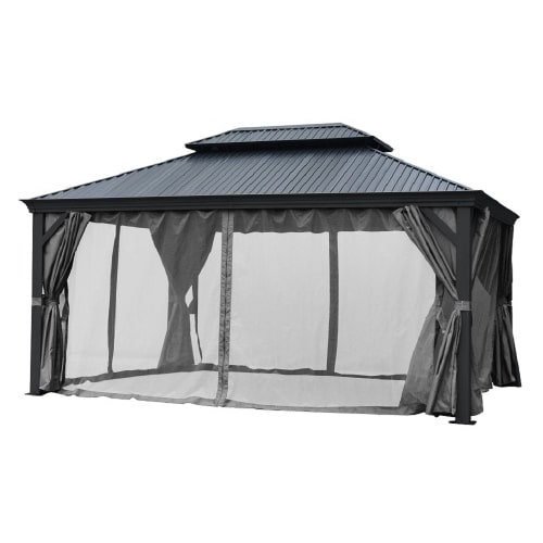 Alu Garten Pavillon DAMASKUS 3x3,65 m mit festem Metalldach