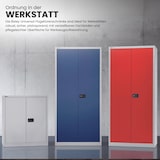 thumbnail of BISLEY Universal Flügeltürenschrank abschließbar - Stahlschrank schmal mit 3-Punkt-Schloss & Flügeltüren - Aktenschrank aus Metall mit 4 Fachböden