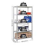 thumbnail of Simonclick schraubenloses Metallregal 5 Böden. Farbe GRAU/GRAU 1800x900x500 mm