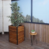 thumbnail of Fioriera HWC-L23, fioriera per aiuole rialzate, legno di acacia per esterni, alluminio certificato MVG ~ 60x42x42cm marrone