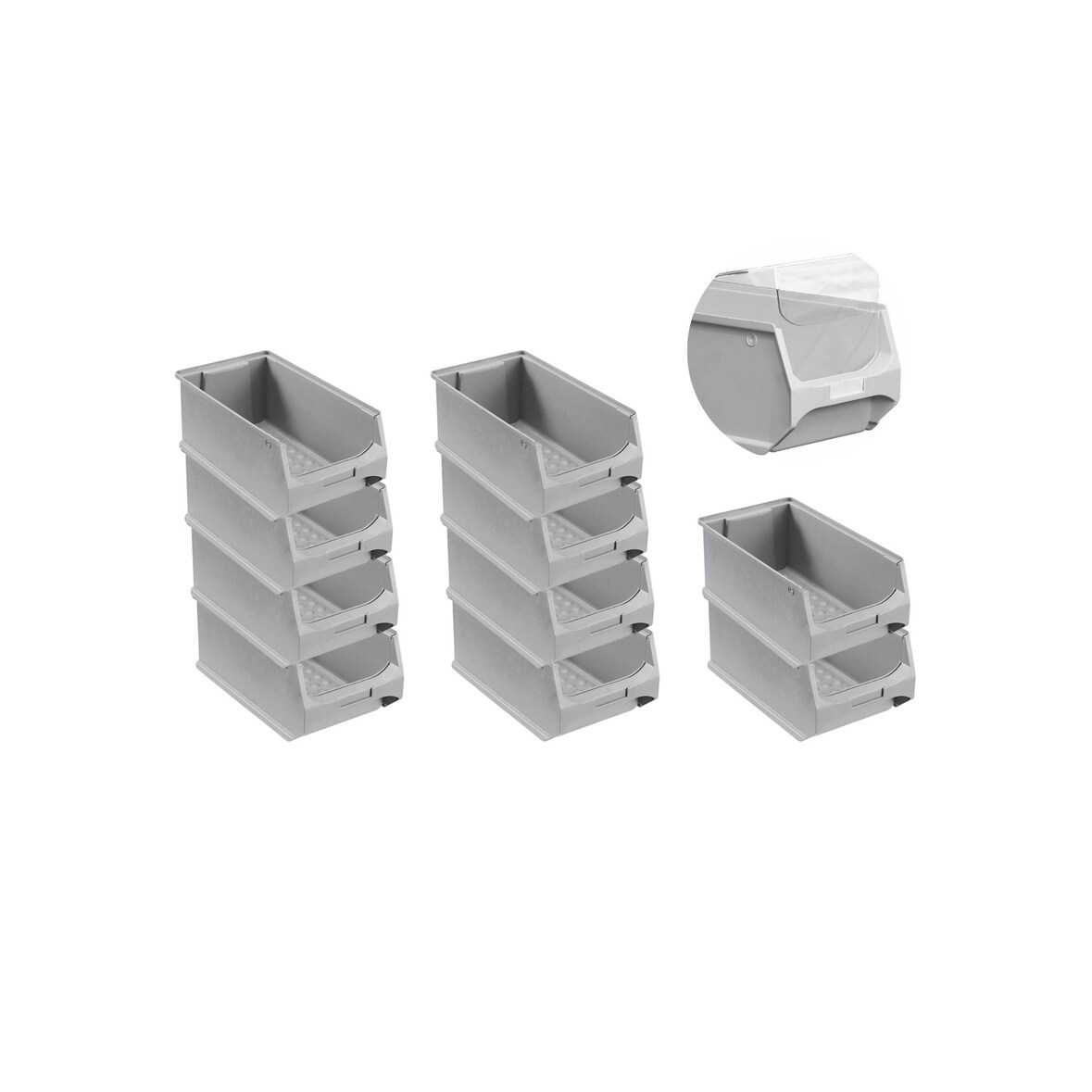 PROREGAL 10x Graue Sichtlagerbox 4.0 mit Abdeckung | HxBxT 15x20x35cm | 7,2 Liter | Sichtlagerbehälter, Sichtlagerkasten