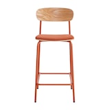 thumbnail of Set van 2 hoge stoelen in oranje hout
