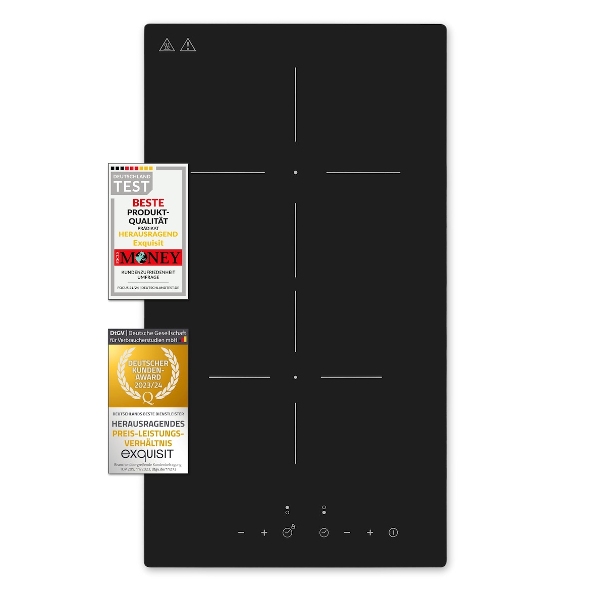 Exquisit Kochfeld EKC 300-380 | Glaskeramik | Touch Control | 2 Kochstellen | Rahmenlos | 3000 W