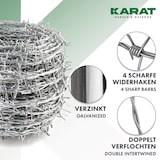 thumbnail of Stacheldraht verzinkt 16 Meter Rolle mit Tragegriff (1,7 mm Stärke), Übersteigschutz für Zaun, Drahtzaun, Weidezaun, Wildzaun