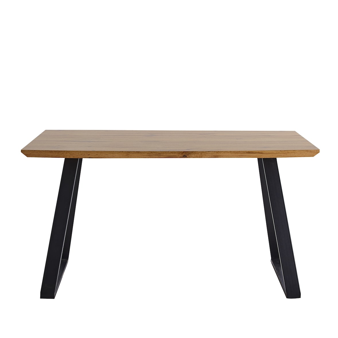 Möbilia eettafel 140 x 80 cm | blad MDF met eiken decor | metalen onderstel | B 140 x D 80 x H 75 cm | naturel-zwart | 18020007 | TAFEL serie