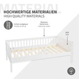 thumbnail of ML-Design Kinderbett 80x160 cm Weiß, Holzbett mit Lattenrost & Rausfallschutz, Jugendbett aus massivem Kiefernholz, Montessori Einzelbett Babybett