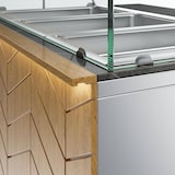 thumbnail of Gastronics Salattheke Premium – Kühltheke mit schwarzem Compact im Marmor-Design, Fischgrätenverkleidung LED 5x GN 1/1 und 2 Türen 174 x 70 x 125 cm