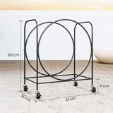 thumbnail of Outsunny estante de leña de metal con ruedas, leñero exterior e interior, soporte para leña de chimenea, almacenaje para madera, 51x30x60 cm, negro