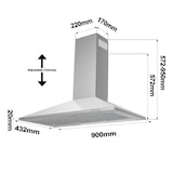 thumbnail of CIARRA A++ 370 m³/h Dunstabzugshaube 90 cm Wandhaube Pyramide Abzugshaube 3 Stufen VMS9201