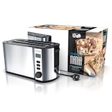 thumbnail of Arendo Toaster Edelstahl Langschlitz 4 Scheiben, Doppelwandgehäuse, integrierter Brötchenaufsatz, 6 Bräunungsstufen, Brotzentrierung automatisch