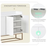 thumbnail of Merax Modernes Sideboard im minimalistischen Stil 4-türiger griffloser Buffetschrank für Esszimmer, Wohnzimmer, Küche weiß