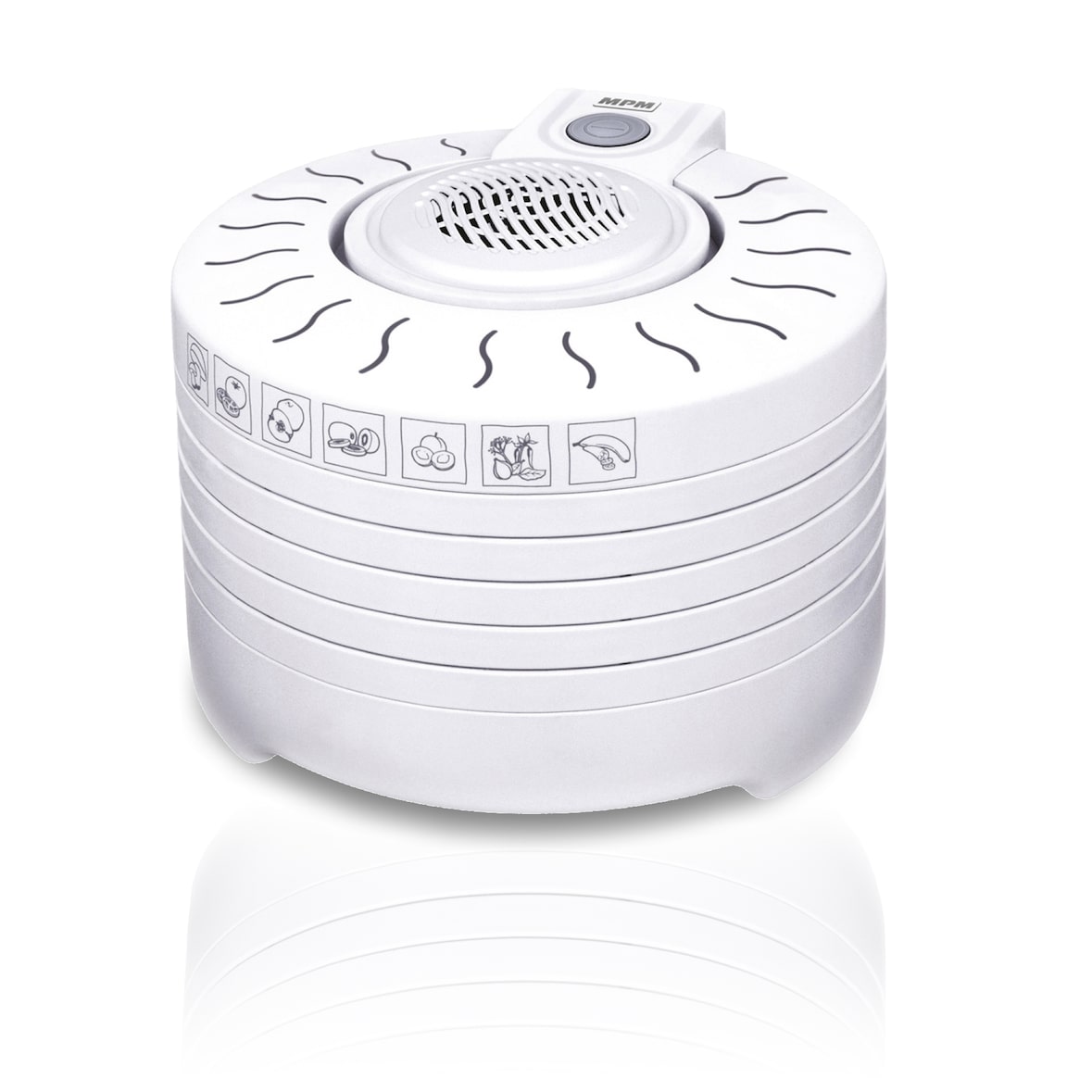MPM MSG-01 Deshidratador Alimentos, 5 Bandejas, Seca Frutas, Verduras, Carne, Hierbas, sin BPA, 250W, Blanco
