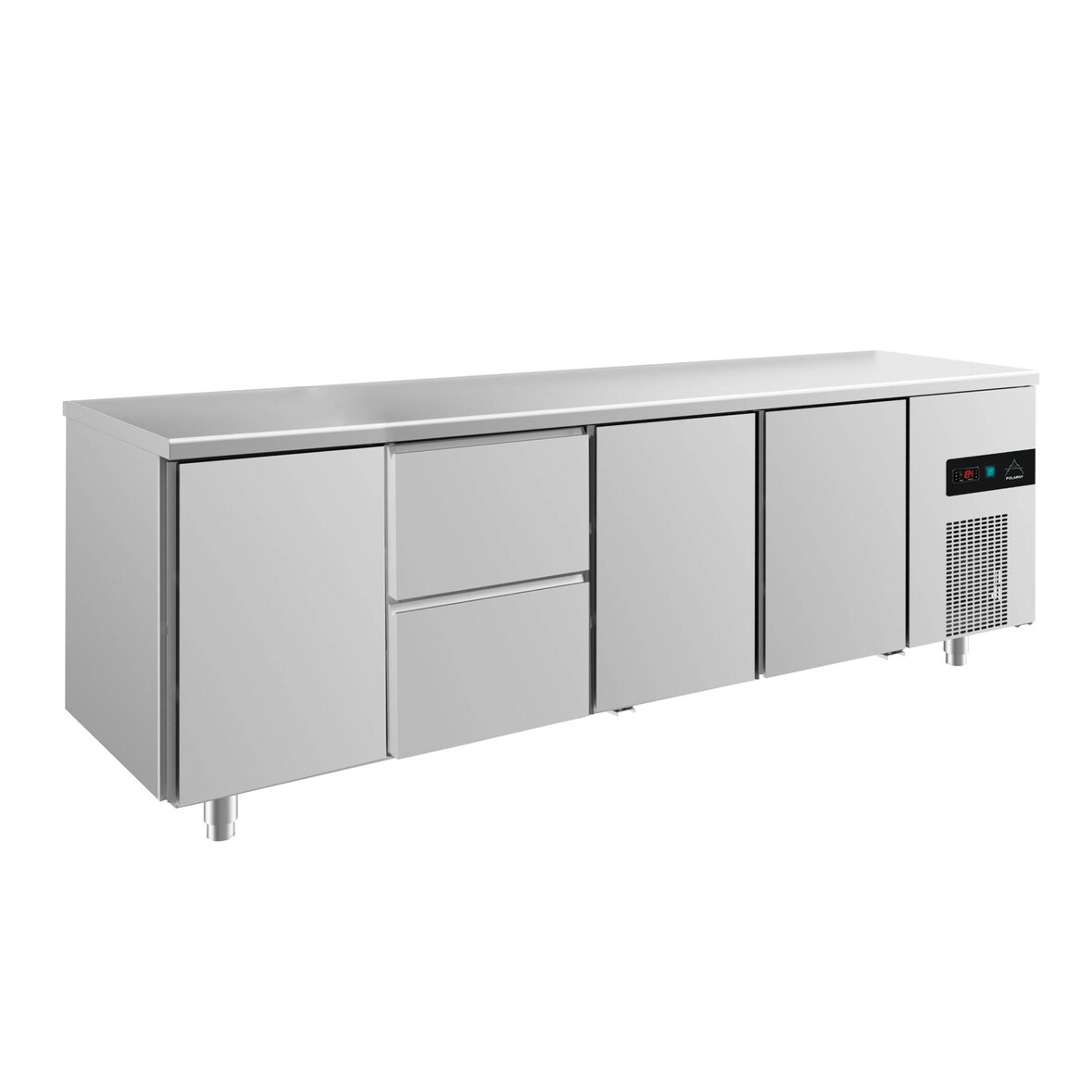 A&S Kühltisch -2 bis +8°C 2330x700x850mm mit 3x Türen und 1x zwei Schubladen