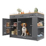 thumbnail of Kücheninsel 120x60x90 cm Grau mit 3 Schubladen, Gewürzregal und Haustierbereich, Küchenwagen für Esszimmer