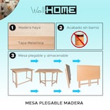 thumbnail of WellHome Tampo de mesa dobrável com acabamento em madeira sem verniz 100 x 60 x 75
