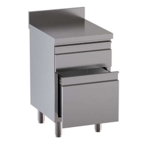Cassettiera 50x70x85 acciaio inox 430 alzatina 2 cassetti ristorante RS4670