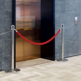 thumbnail of Securit® Set van 2 afzetpalen 'Classic' - Chroom - Platte kop - Complete set voet + basis - 100cm