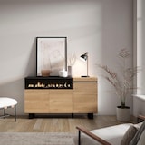 thumbnail of Credenza, Mobile, Cucina, Madia, mobile ingresso, 150x35x87cm, 3 Porte, Camino elettrico, Design industriale, Stile moderno, Rovere e nero _ 69_4