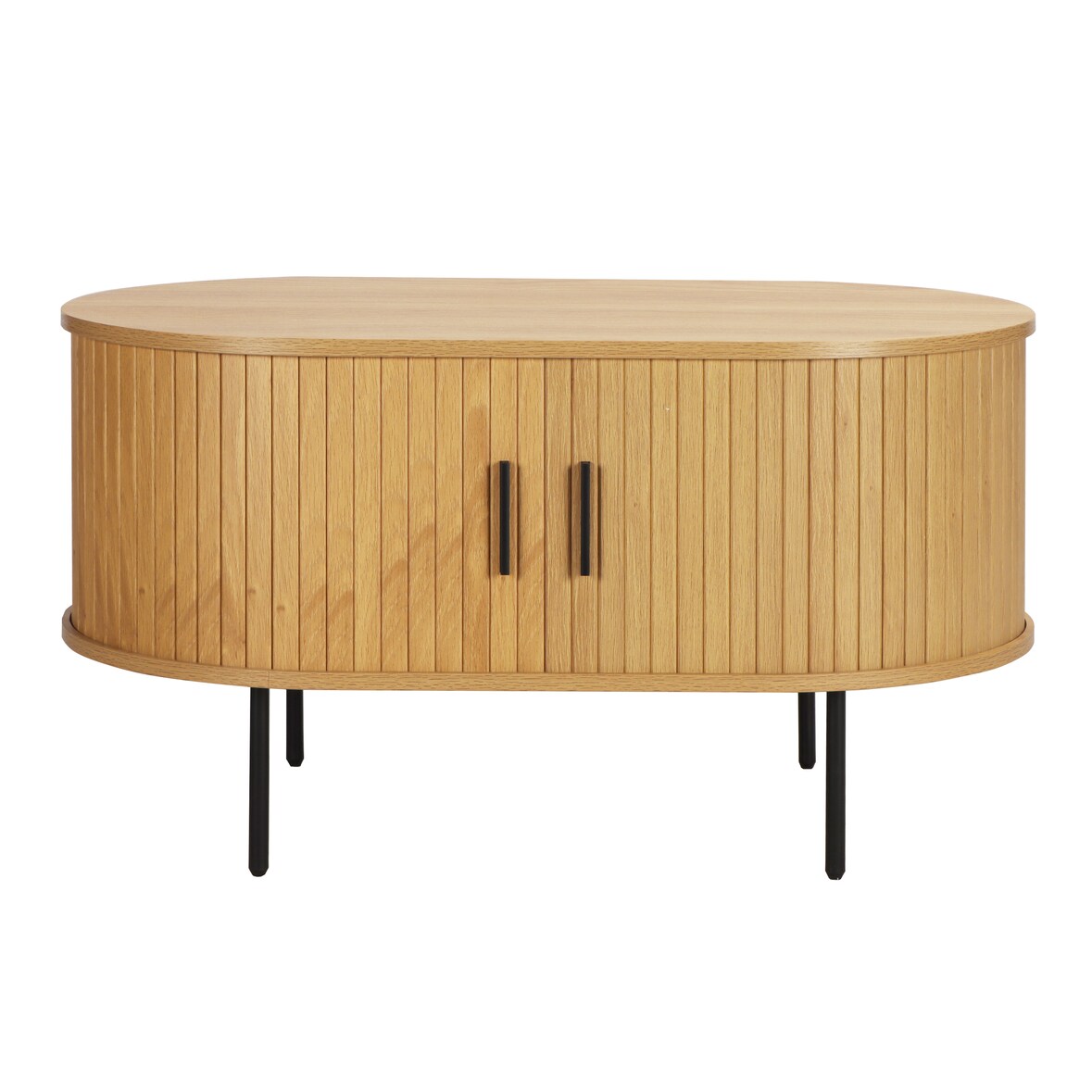 Möbilia Couchtisch/TV-Board | 2 Schiebetüren | B 100 x T 60 x H 55 cm | natur – schwarz | 32020009 | Serie LOWBOARD
