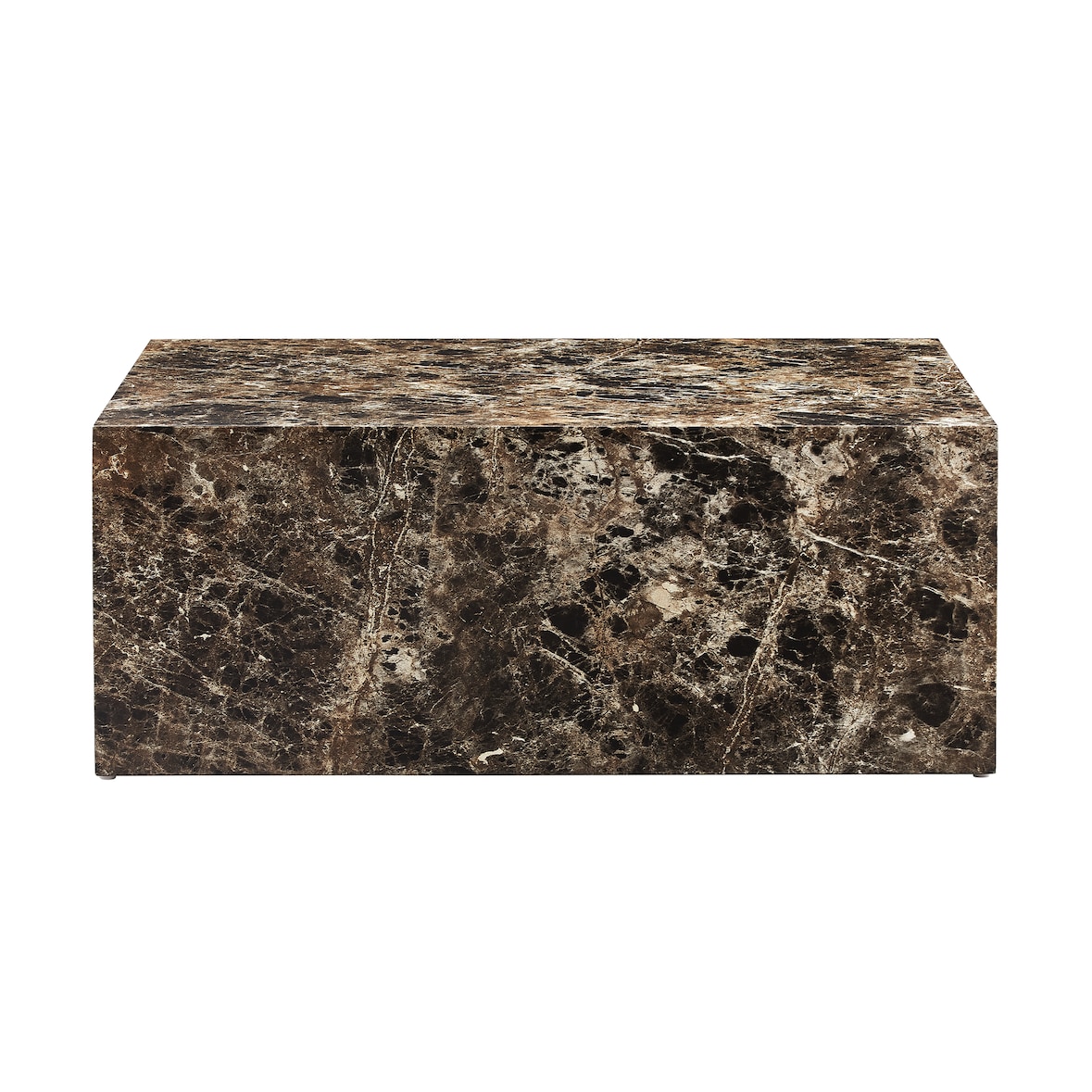 SalesFever Salontafel 90 x 60 cm | rechthoekig | MDF verijdeld in marmerlook | B 90 x D 60 x H 35 cm | Bruin