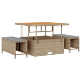 thumbnail of vidaXL 13-teiliges Gartensofa-Set mit beigen Kissen aus Poly Rattan und Akazie.