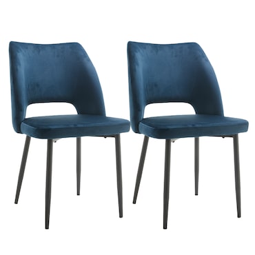 METRO PROFESSIONAL Silla de restaurante tapizada Salto, juego de 2, acero/poliéster, azul oscuro/negro