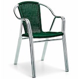 thumbnail of Sillas color verde para hostelería de aluminio curvado con trenzado para terraza, interior y exterior de bar y restaurante. Mobiliario hostelería.