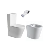 thumbnail of Combo Inodoro Redondo Fondo Reducido con Cisterna y Tapa Extrafina con Caída Amortiguada + Bidet a Suelo de Baño Redondo