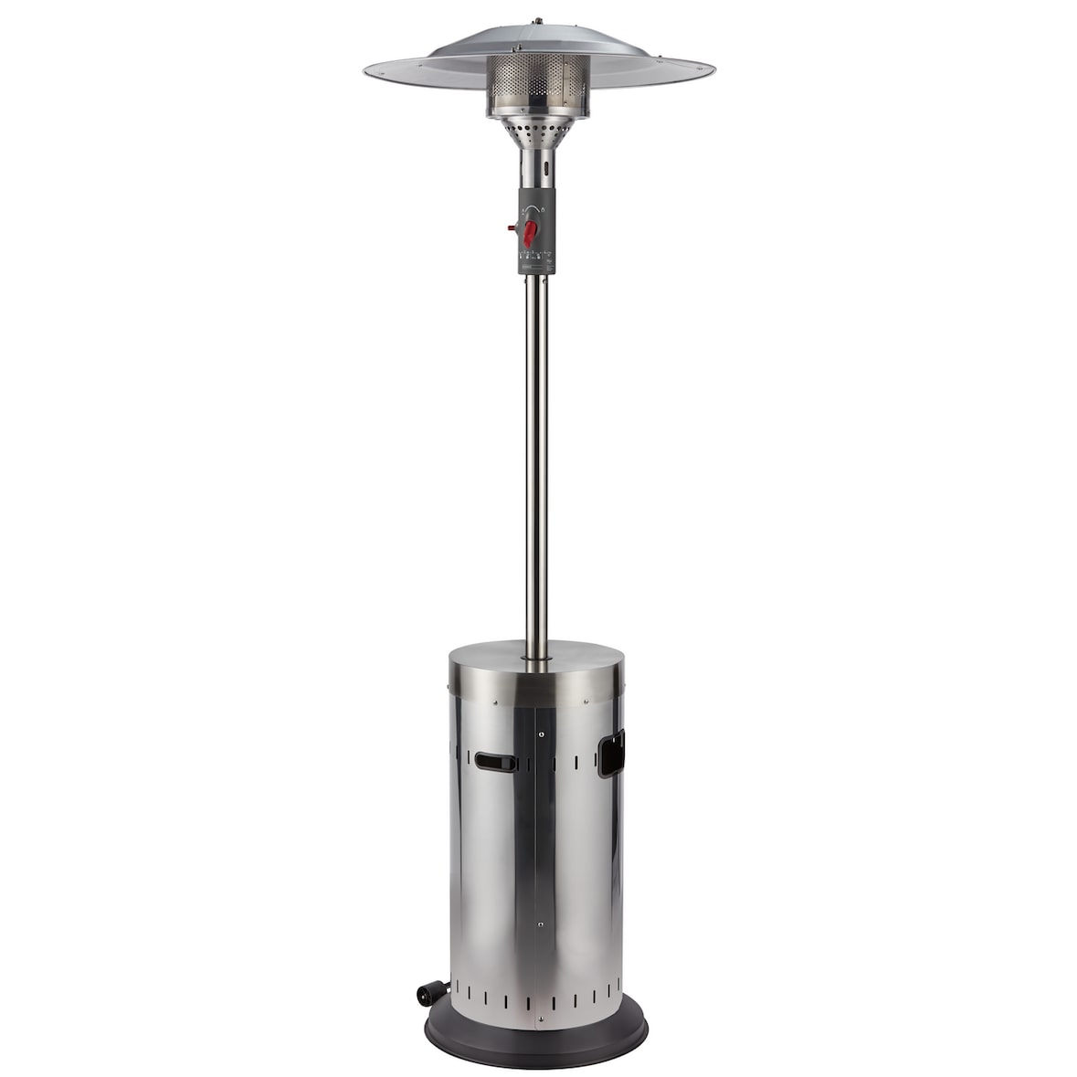 METRO Professional Fungo riscaldatore radiante a gas, acciaio inox, Ø 76 x 218 cm, spegnimento automatico, regolazione  continua, con ruote, argento