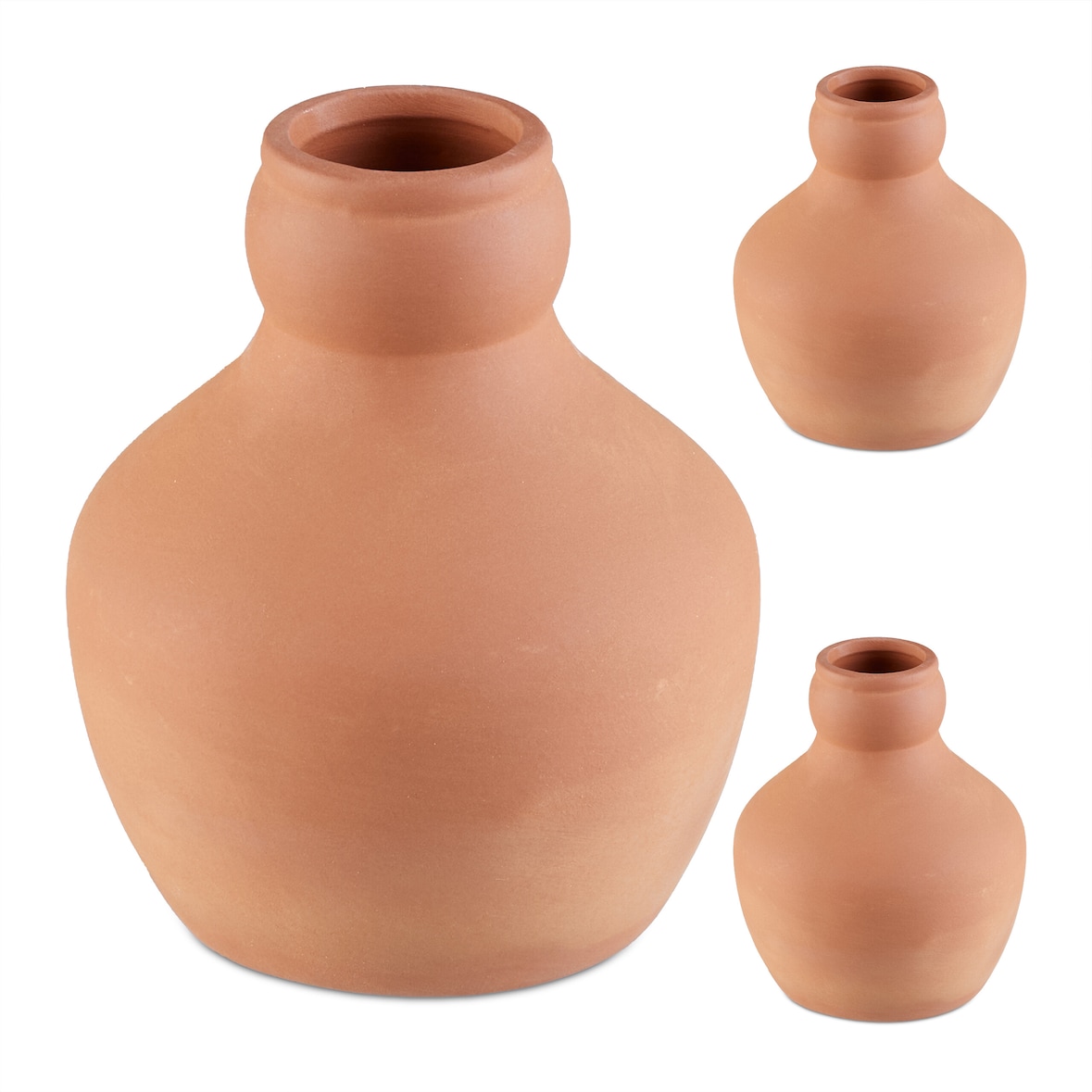 Relaxdays Ollas, 3er Set, 550 ml, Ton, wurzelnahe Bewässerung, Hochbeet & Gewächshaus, weniger Wasserverlust, terrakotta