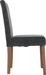 thumbnail of 2er-Set Esszimmerstuhl Littau, Stuhl Küchenstuhl Hochlehner, Stoff/Textil Chenille Holz ~ dunkelgrau, naturfarbene Beine