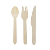 thumbnail of MONOUSO - Set Posate Legno Forchetta, Coltello e Cucchiaio (600 Pezzi)