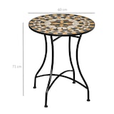 thumbnail of Outsunny Tavolo da Giardino Rotondo in Metallo e Mosaico Ф60x71cm Nero