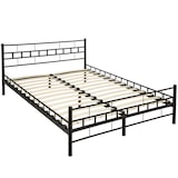 thumbnail of tectake  Cama de casal com cabeceira e pé em aço e estrado de ripas de madeira 200 x 140 cm Preto