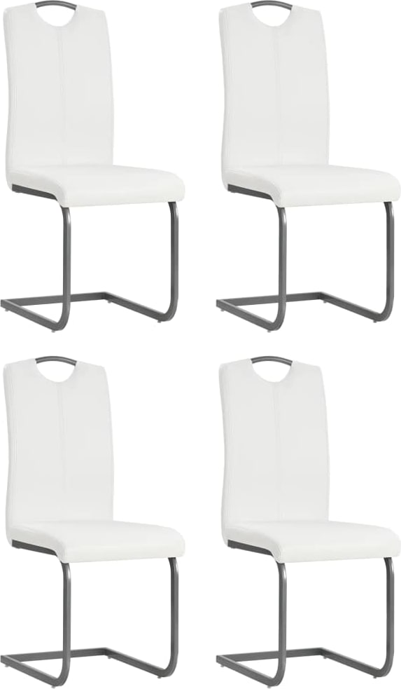Décoshop26 - Set aus 4 Freischwinger-Ess-/Küchenstühlen modernes Design weißes Kunststoffmaterial CDS021346