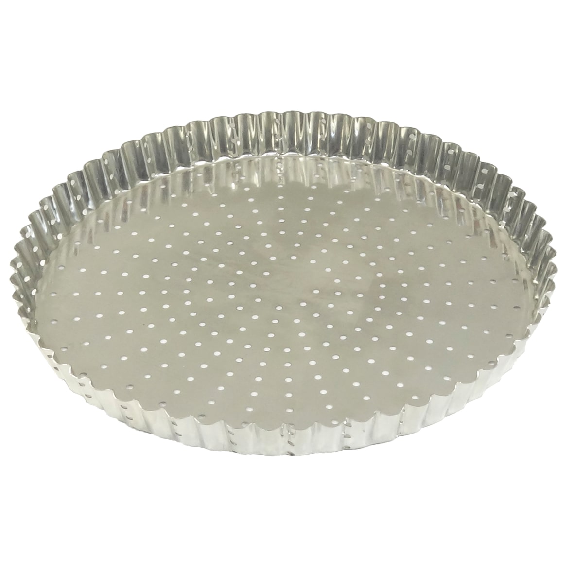 Gobel - Tortenform, geriffelt, perforiert - Weißblech - fester Boden - Ø 320 mm H 28 mm - 126351