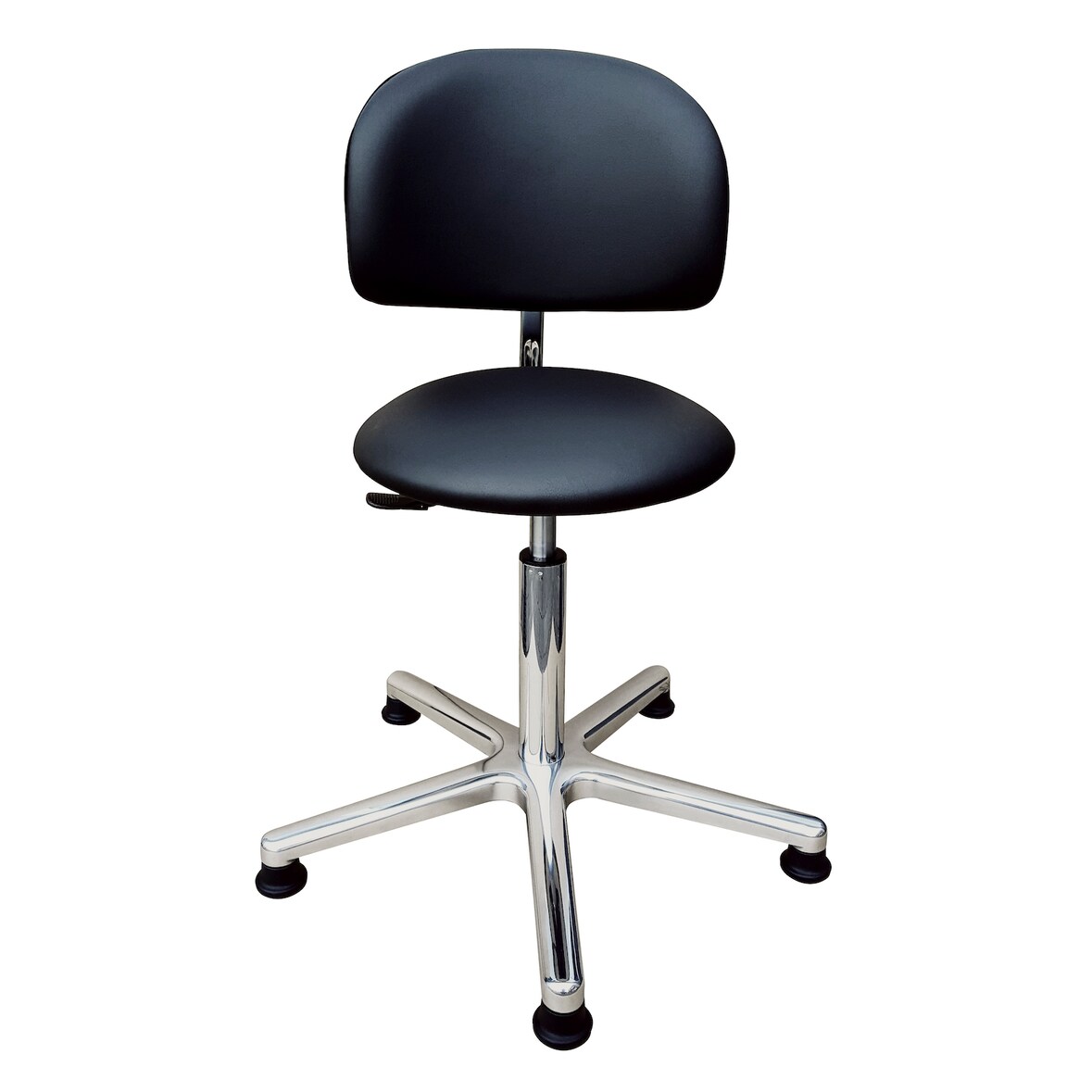 PROREGAL Drehhocker Indianapolis High, Rückenlehne, Sitzhöhe 52-70cm, Tragfähigkeit 110kg, Kunstleder-Sitz, Aluminium-Fußkreuz, Gleiter, Pilz Schwarz