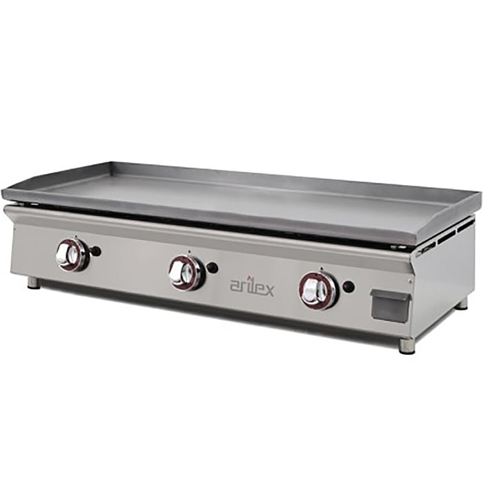 Plancha a Gas de 1 Metro Ancho, Fondo 45 cm, 3 Quemadores, Acero Laminado, Arilex