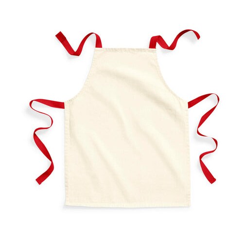 FairTrade Cotton Junior Craft Apron: One Size / Natural/Classic Red