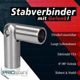thumbnail of PRIOstahl Gelenkverbinder Stabverbinder 1 Verbinder Stellbar für 10mm Rundstäbe Edelstahl V2A