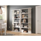 thumbnail of Libreria Santa Cruz Design Scaffale Mensola Moderna Mobile Per Libri Con Ripiani Per Soggiorno Salotto 180 x 90 x 25 cm Bianco e Grigio Cemento