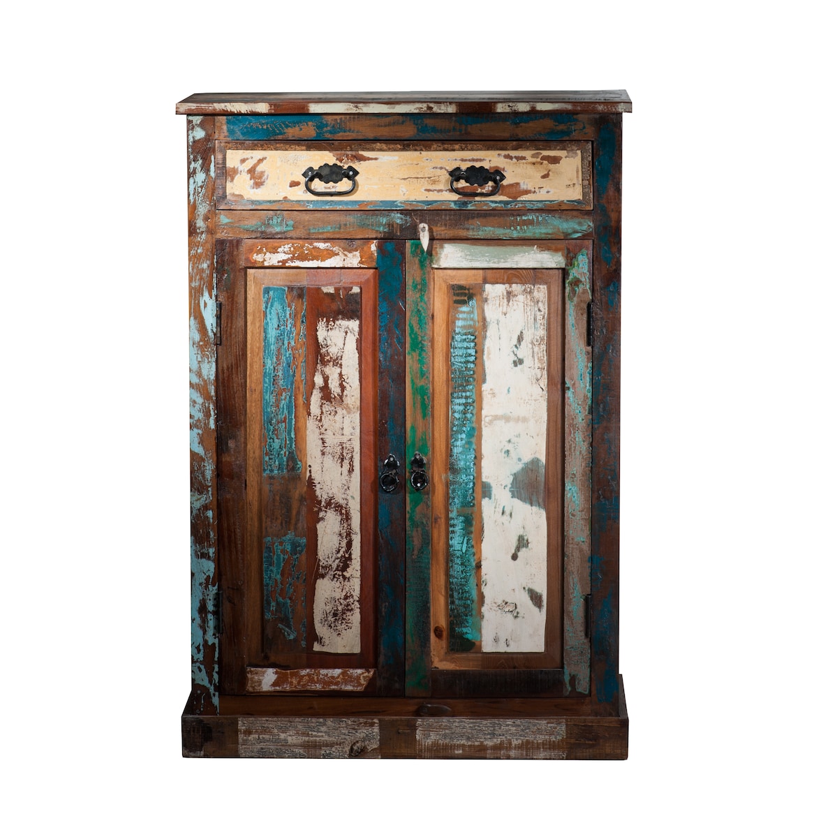 SIT Möbel Hoge kast | 2 deuren, 1 lade | antiek hout gelakt gekleurd | B 82 x D 40 x H 120 cm | 09169-98 | Serie RIVERBOAT