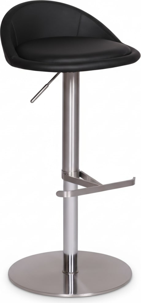 Barhocker `Donau`, höhenverstellbar, halbrunde Rückenlehne, Edelstahl, max. 110 kg Belastung. Schwarz, 43x43x90 cm | Kadima Design