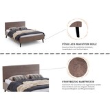thumbnail of Polsterbett mit Matratze und Lattenrahmen 140x200 Bettgestell Bett Doppelbett mit Kopfteil Taupe Made in Germany