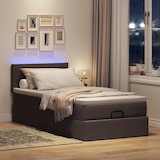 thumbnail of vidaXL Ottoman-Bett mit Matratze & LEDs Dunkelbraun 90x190 cm Stoff