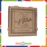 thumbnail of DayBays 400 Stk. Pizza-Karton 32x32x4 cm  Braun Kraftpapier bedruckt mit Pizza-Motiv