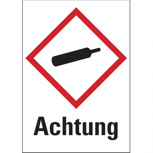 Dreifke® Gefahrstoffetiketten - Gasflasche (GHS04) Signalwo - 37x52 mm Folie selbstklebend