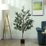 thumbnail of HOMCOM árbol artificial de laurel 150 cm planta artificial decorativa grande decoración para hogar oficina balcón dormitorio verde