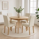 thumbnail of Set di 4 sedie per sala da pranzo Sedia Sedia da cucina Littau certificata MVG ~ similpelle, gambe bianche chiare